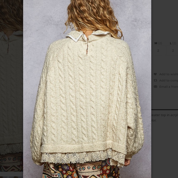 POL “ Auckland “ POL Collared Neck Sweater with Crochet Detail 27 - Picture 5 of 7